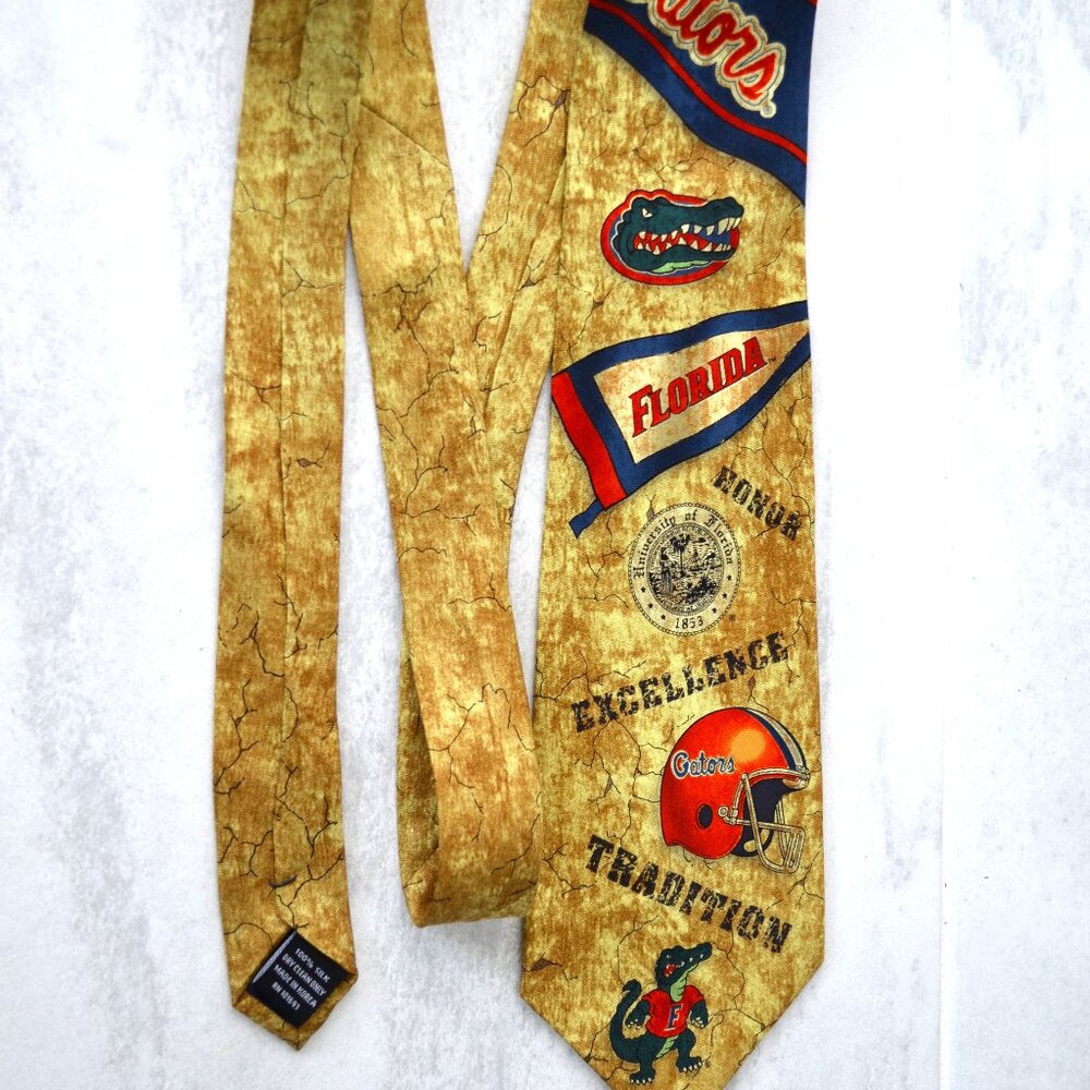 Florida Gators Tie, UF Football Theme, Eagle Neckwear Orange and Blue Necktie